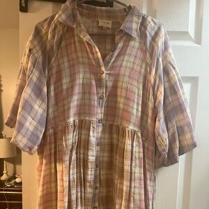 Peach Love California Pastel Plaid Dress
